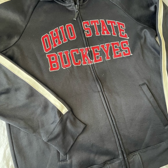 #221 Ohio State University Buckeyes Track Jacket Men's Large Black Polyester - Picture 3 of 16